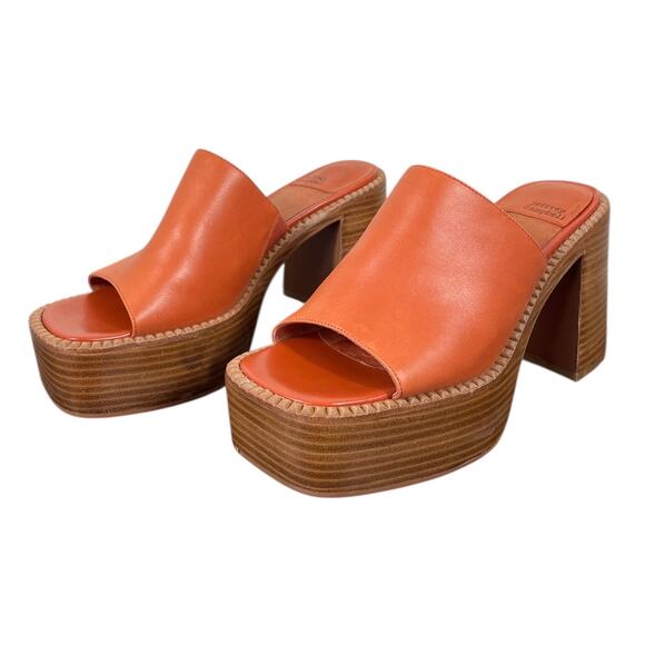 Jeffrey Campbell Anthropologie Concert Heels Honey Orange Leather Mule Size 8 - Picture 5 of 10